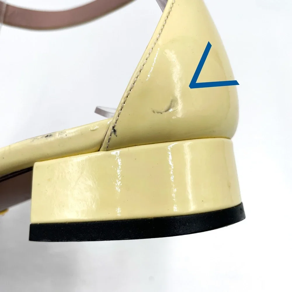 Gucci Horsebit Sandals Butter Yellow Patent Leather Low Heel Sz 36 / 6 - Picture 9 of 12